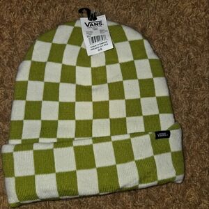 Vans Olive and White Checkered Breajin Out Beanie OS